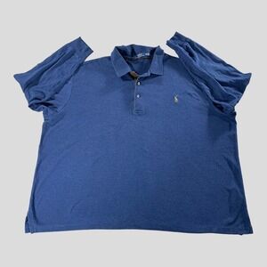 Polo Ralph Lauren Shirt Mens 3XB Polo Flesh Pony Long Sleeve Three Button Blue